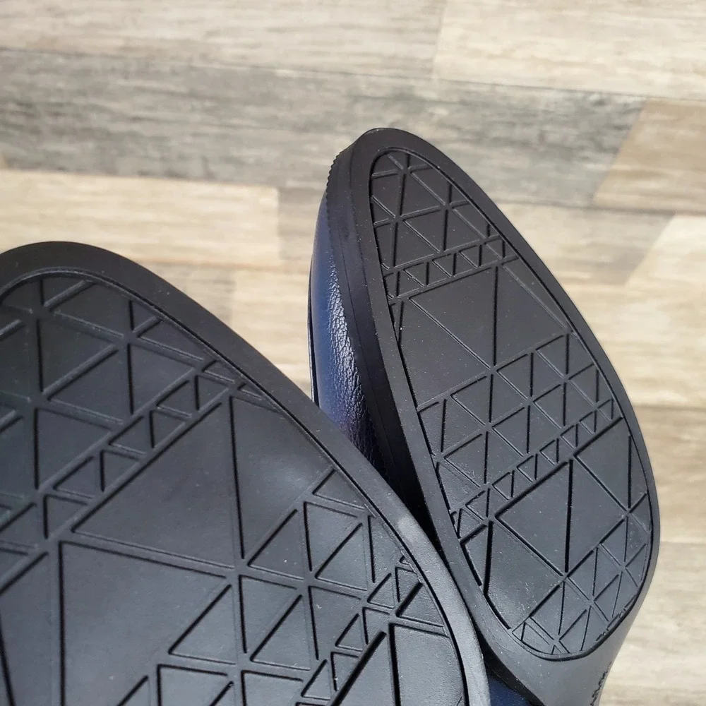 LifeStride Devyn Womens Loafers Sz 6.5 M Navy Faux Leather Slip On Block‎ Heel